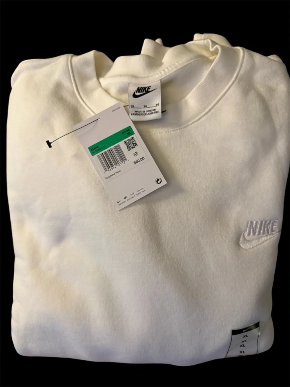 Nike Men's Cream Fleece Crewneck Men’s XL BV2662-133